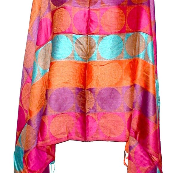 Soft Plush Polka Dot Fringed Long Stole Scarf - Picture 2 of 2